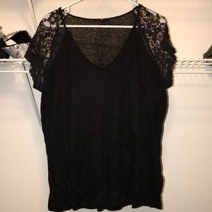 H&M black lace sleeve v neck